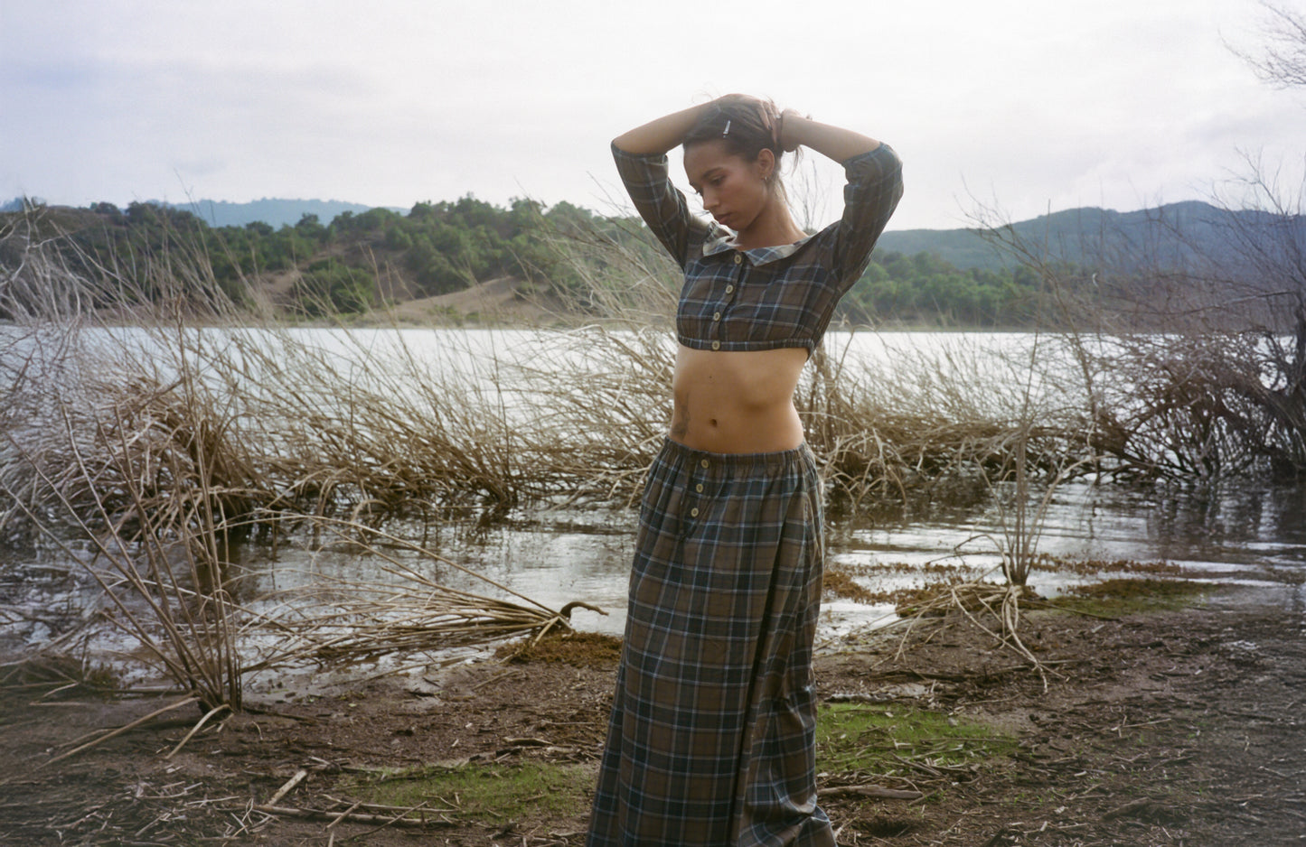 Plaid Cropped Blouse