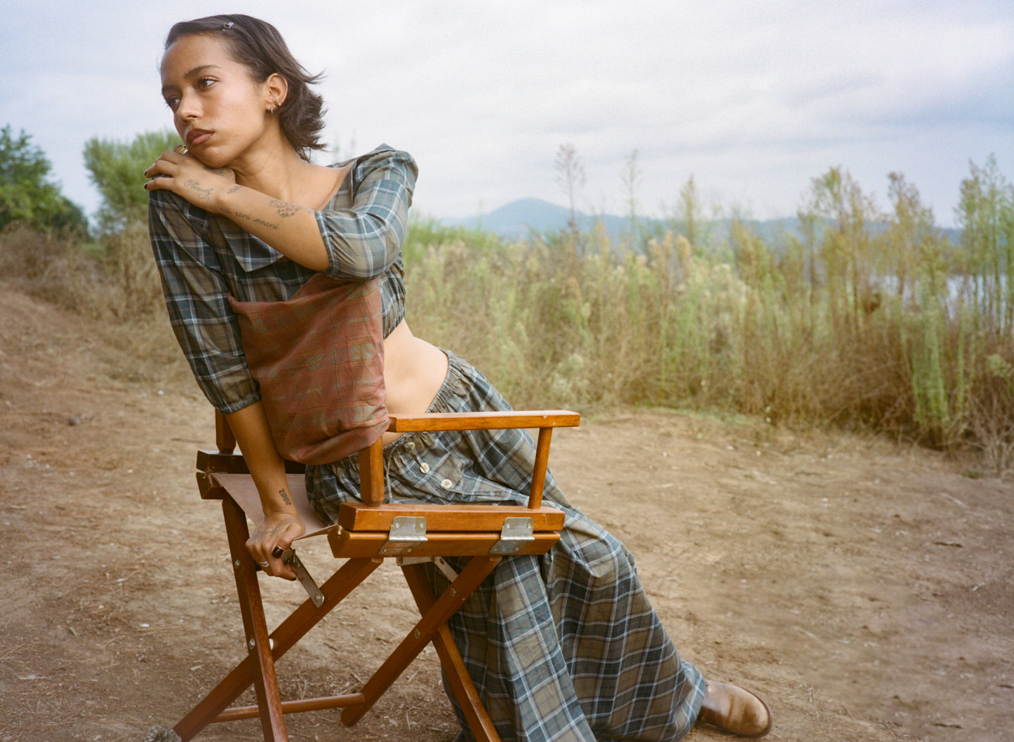 Plaid Cropped Blouse