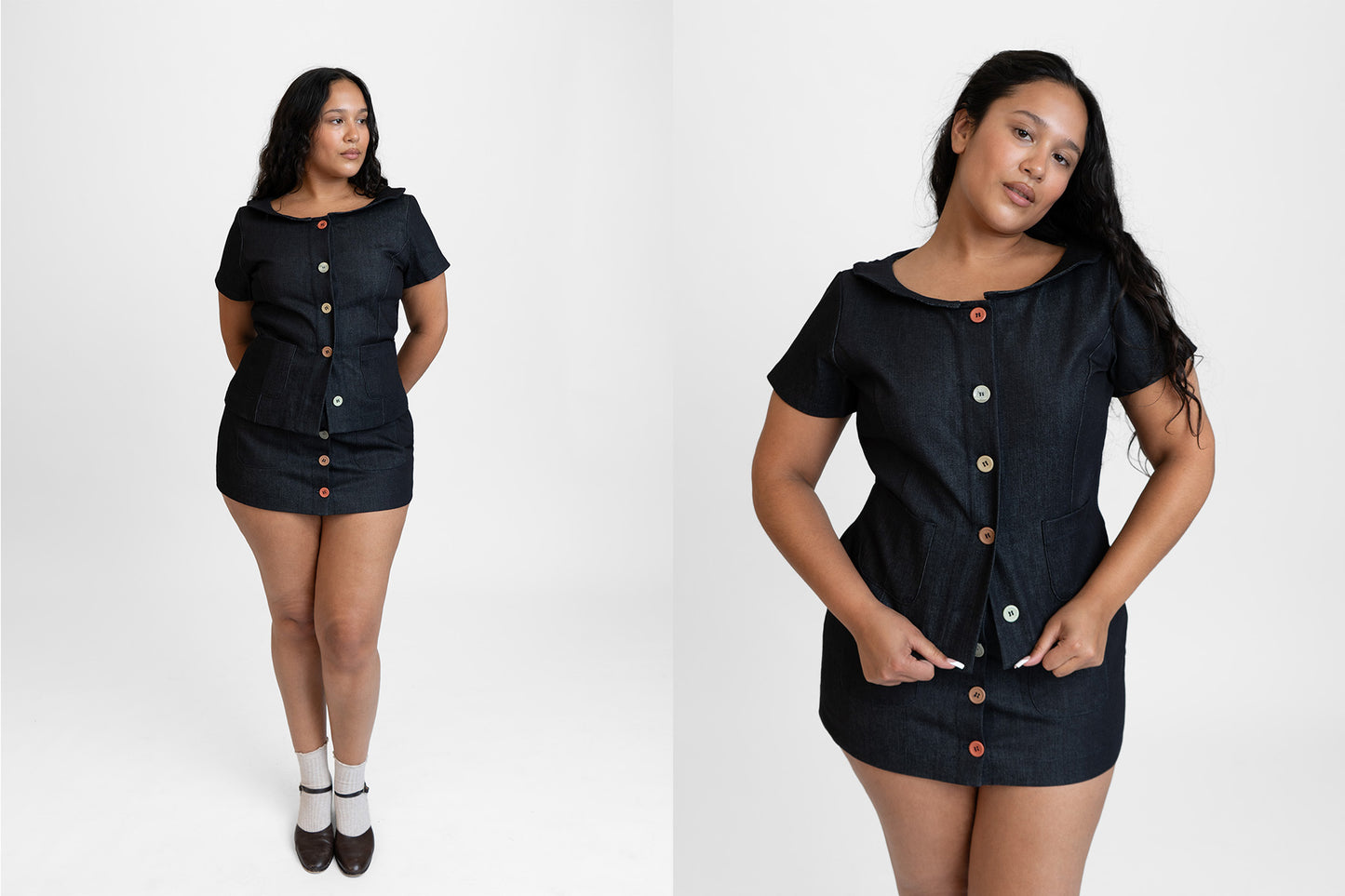 Button Suit Top in Denim (preorder)