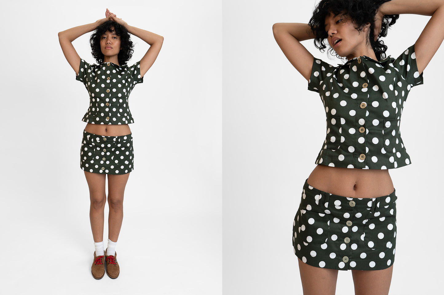 Button Suit Mini Skirt