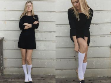 Knit 3/4 Sleeve Boat Neck Dress