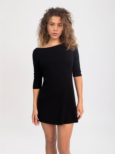 Knit 3/4 Sleeve Boatneck Dress