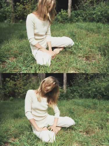 Knit 3/4 Sleeve Boat Neck Top