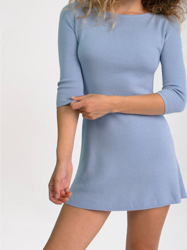 Knit 3/4 Sleeve Boatneck Dress