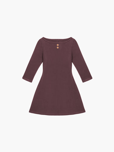 Oddli 3/4 Sleeve Boat Neck Dress - mauve