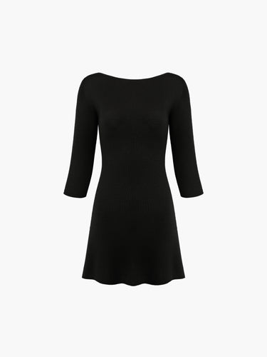 Knit 3/4 Sleeve Boatneck Dress