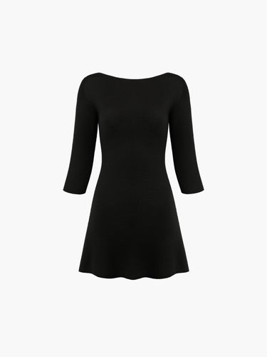 Knit 3/4 Sleeve Boat Neck Dress