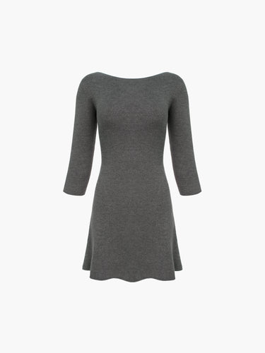 Knit 3/4 Sleeve Boatneck Dress