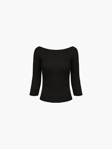 Knit 3/4 Sleeve Boatneck Top