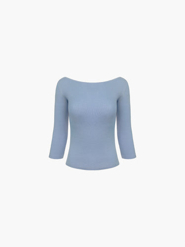 Knit 3/4 Sleeve Boatneck Top