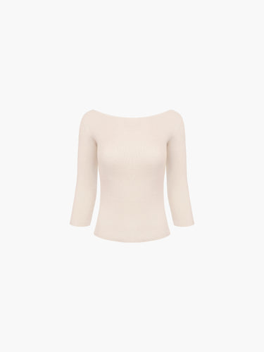 Knit 3/4 Sleeve Boatneck Top