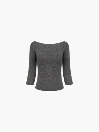 Knit 3/4 Sleeve Boatneck Top