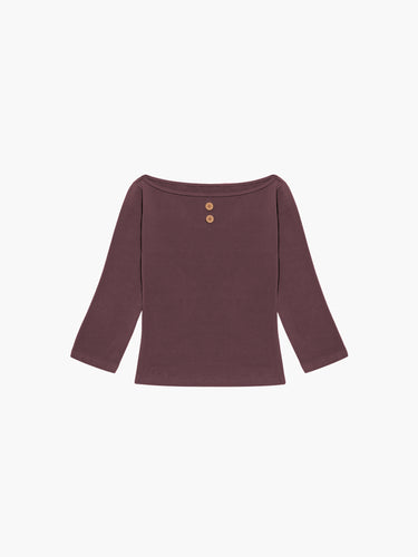 Oddli 3/4 Sleeve Boat Neck Top - mauve