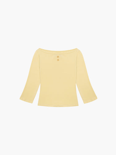 Oddli 3/4 Sleeve Boat Neck Top - yellow