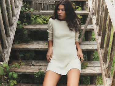 Knit 3/4 Sleeve Boat Neck Dress