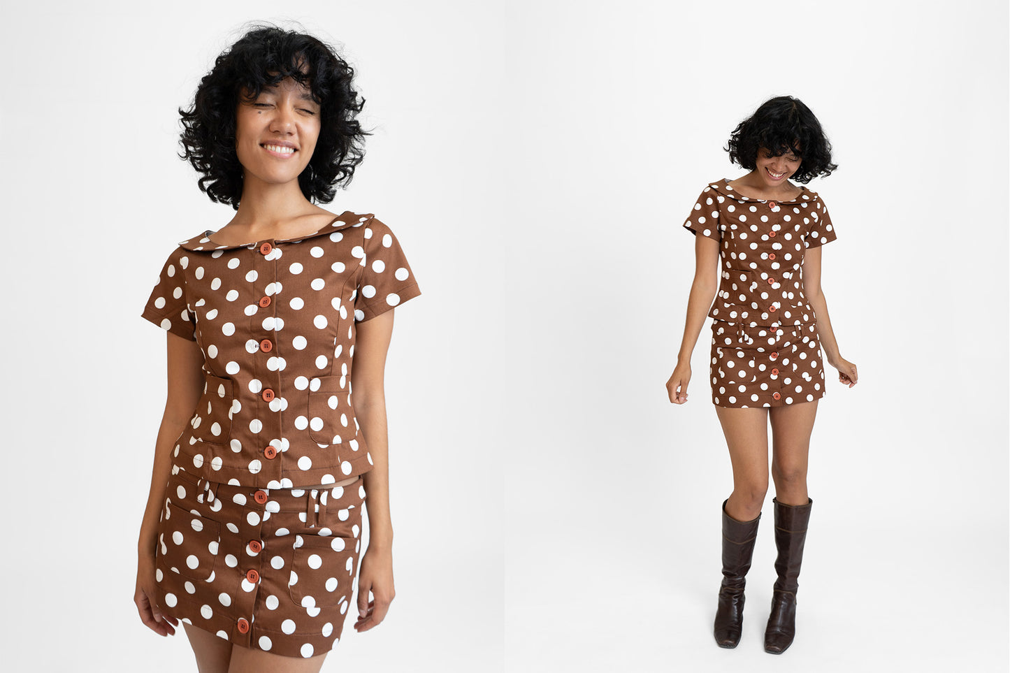 Button Suit Mini Skirt