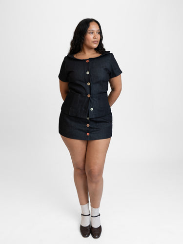 Button Suit Mini Skirt