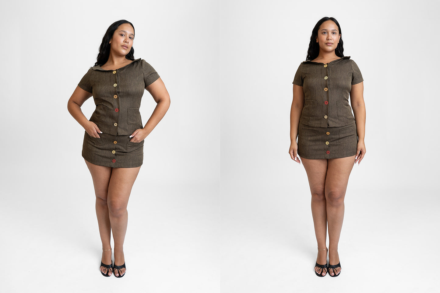 Button Suit Mini Skirt