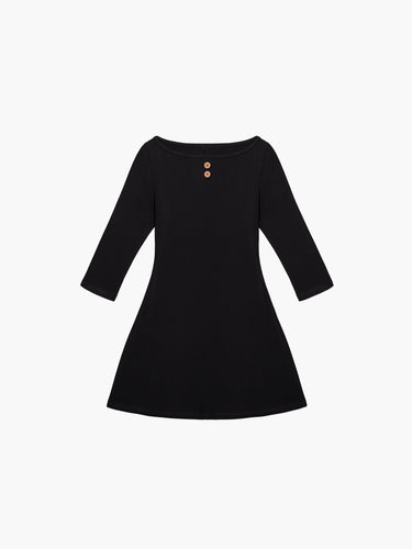 3/4 Sleeve Boat Neck Dress Navy / XXL