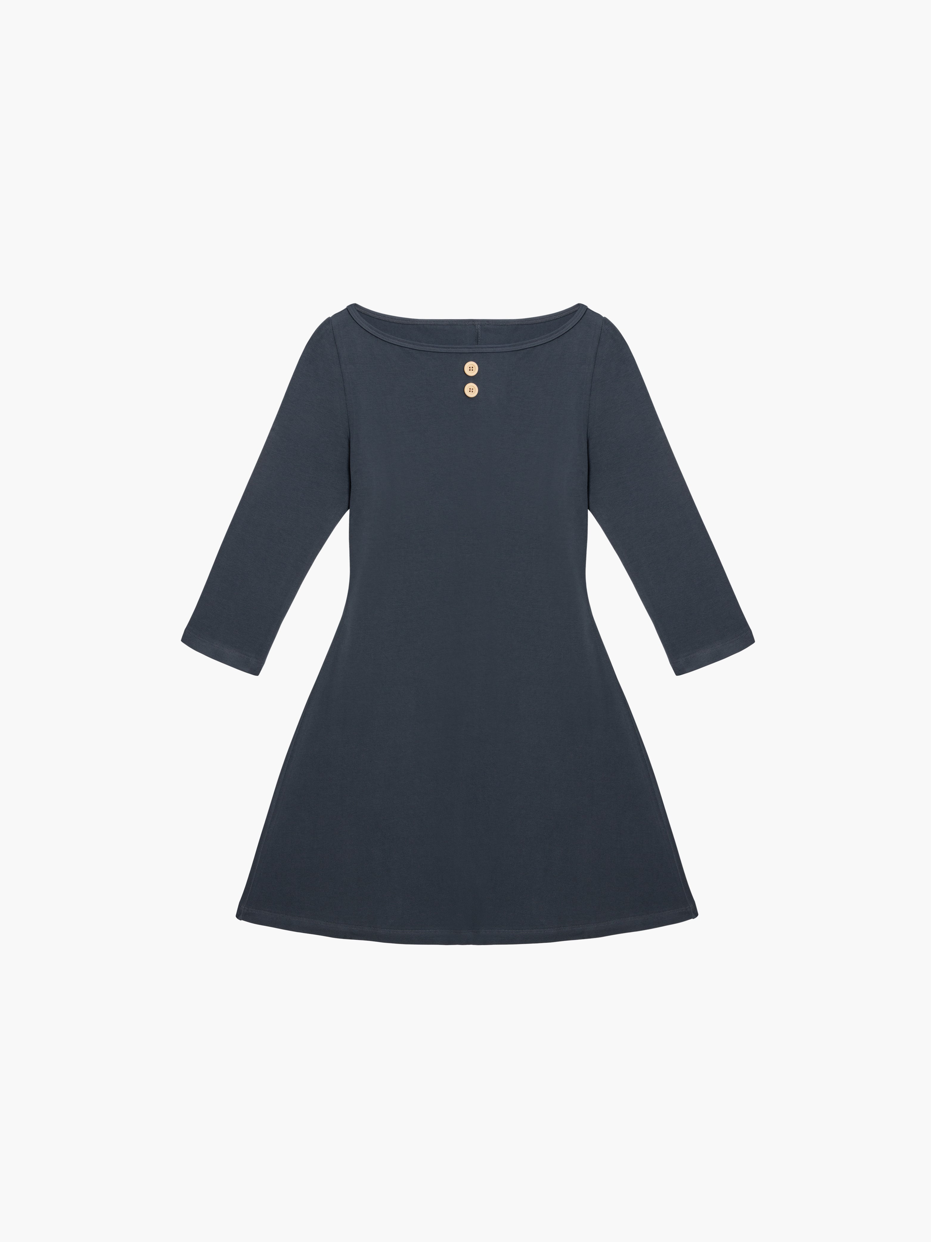 long sleeve boat neck dress 3/4 Sleeve Boat Neck Dress Navy / XXL
