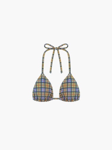 Oddli Classic Bikini Top - blue green plaid