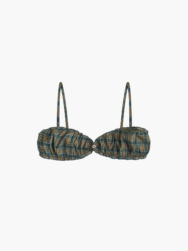Oddli Oddli Plaid Bralette - dark green plaid