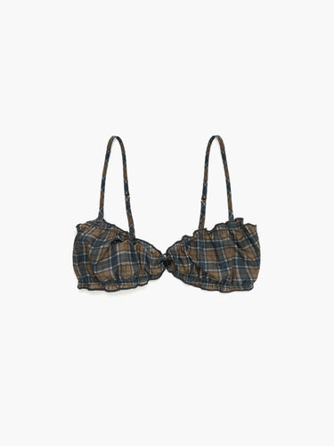Oddli Oddli Plaid Bralette - dark green plaid
