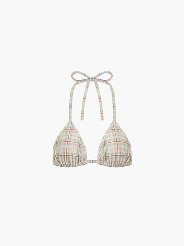 Oddli Classic Bikini Top - cream plaid