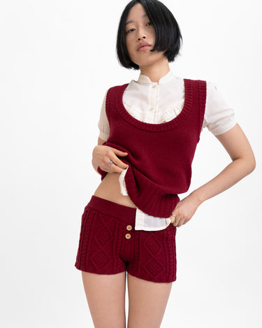 Oddli Cable Knit Vest - red
