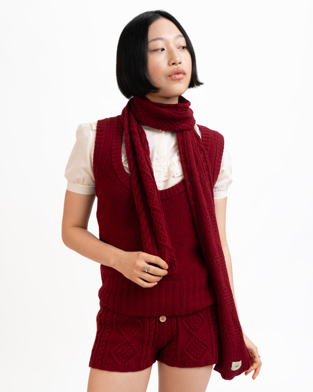 Cable Knit Skinny Scarf