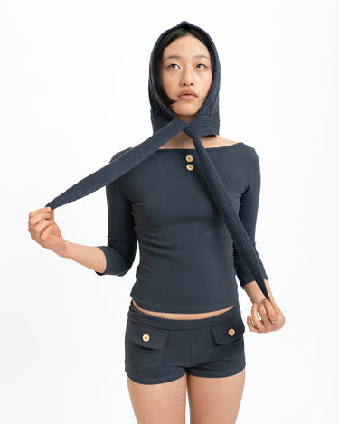Oddli Cable Knit Bonnet - blue