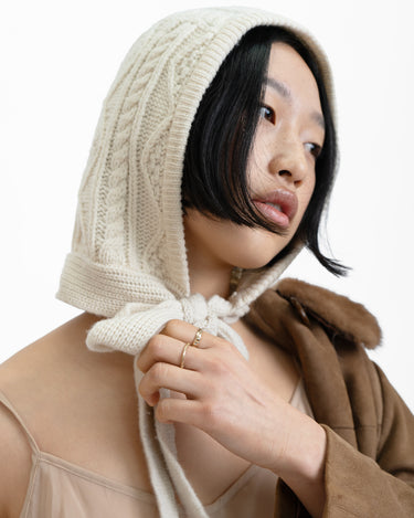 Oddli Cable Knit Bonnet - white