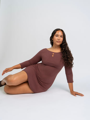 3/4 Sleeve Boat Neck Dress