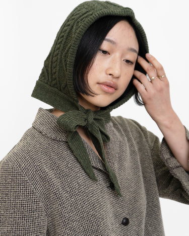 Oddli Cable Knit Bonnet - green
