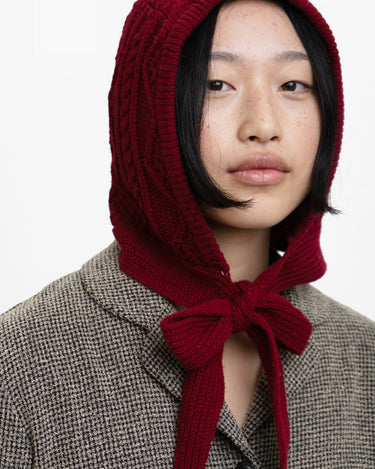 Oddli Cable Knit Bonnet - red