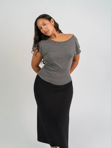 Oddli Dolman Knit Top - grey