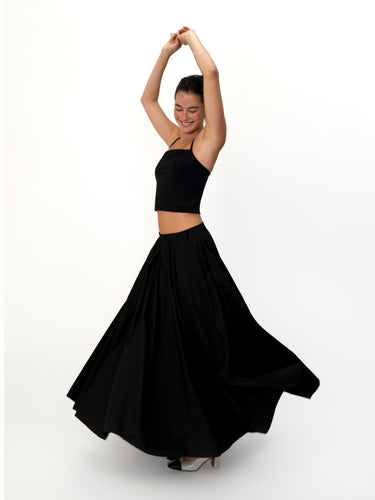 Pleated Poplin Skirt