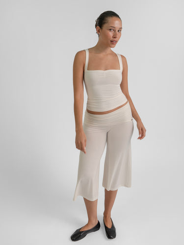 Oddli Flared Gaucho Pant - cream