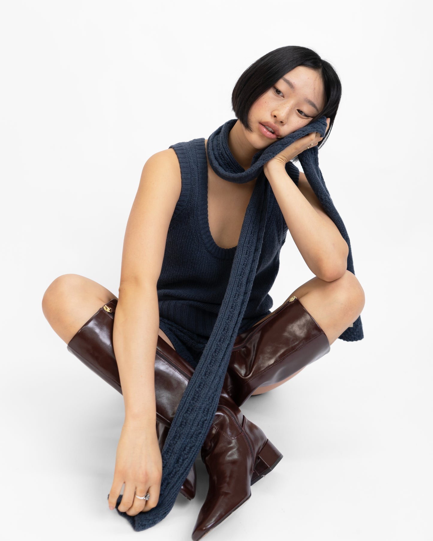 Cable Knit Skinny Scarf