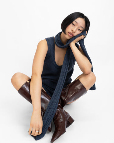 Cable Knit Skinny Scarf