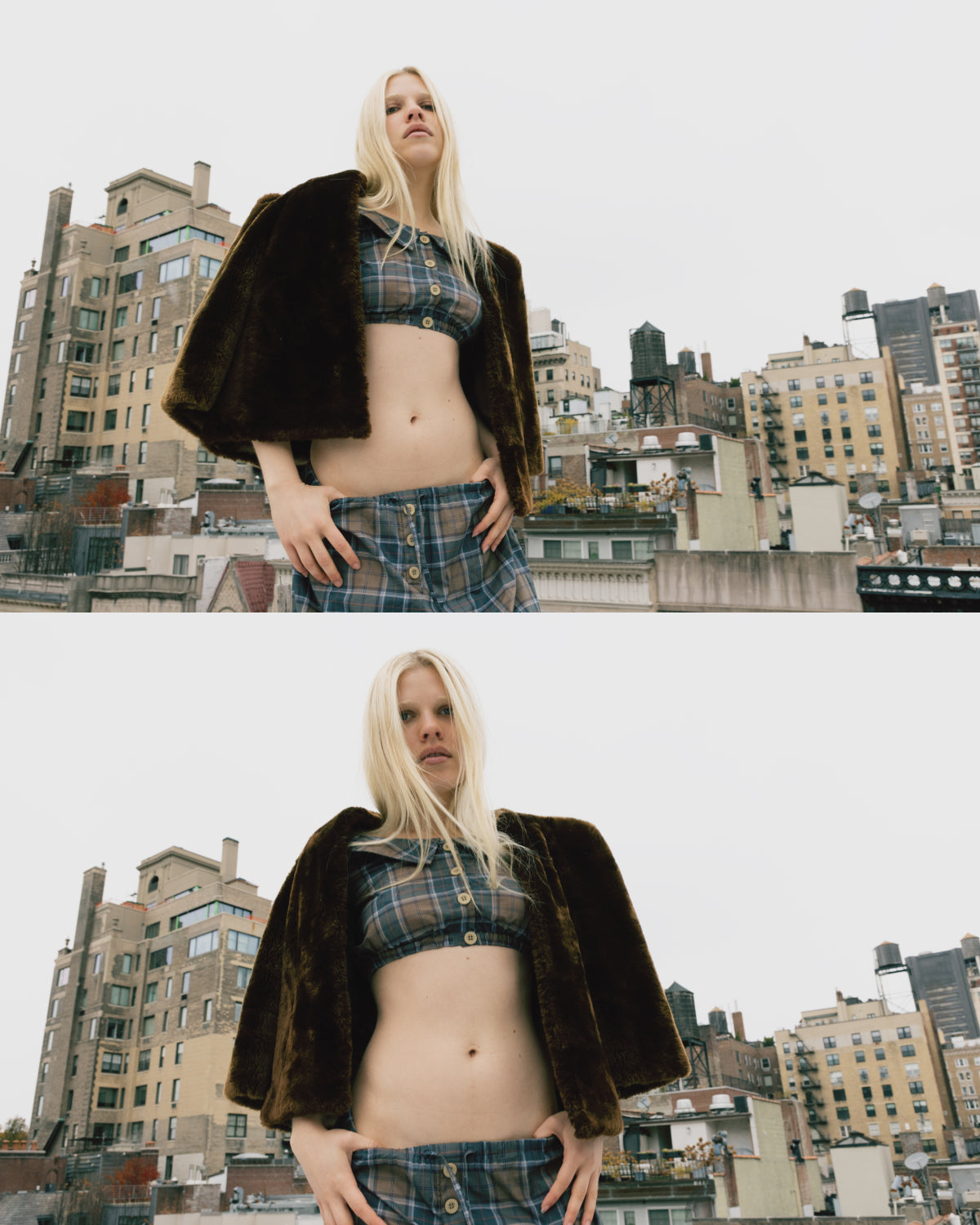 Plaid Cropped Blouse