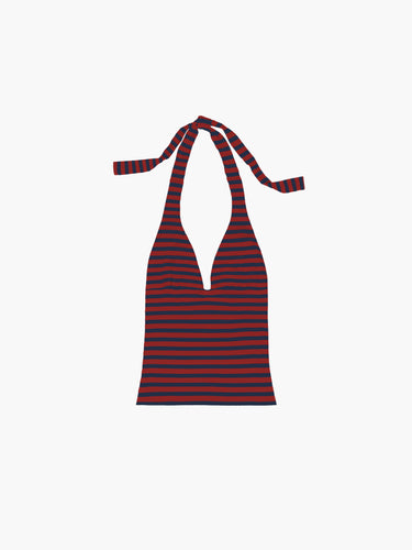 Oddli Halter Top - navy and red stripe