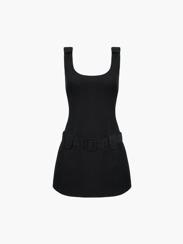 Oddli Belted Mini Dress - black