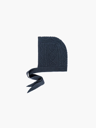 Oddli Cable Knit Bonnet - blue