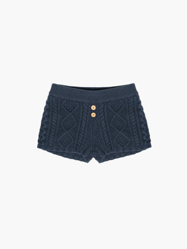 Oddli Cable Knit Mini Shorts - blue