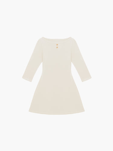 Oddli 3/4 Sleeve Boat Neck Dress - cream