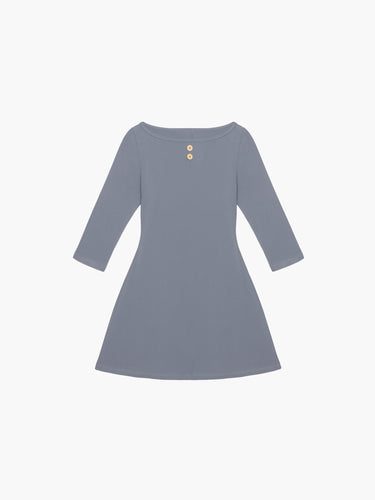 Oddli 3/4 Sleeve Boat Neck Dress - light blue