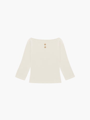 Oddli 3/4 Sleeve Boat Neck Top - cream