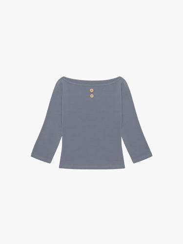 Oddli 3/4 Sleeve Boat Neck Top - light blue