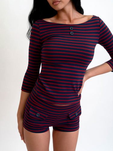 3/4 Sleeve Boat Neck Top